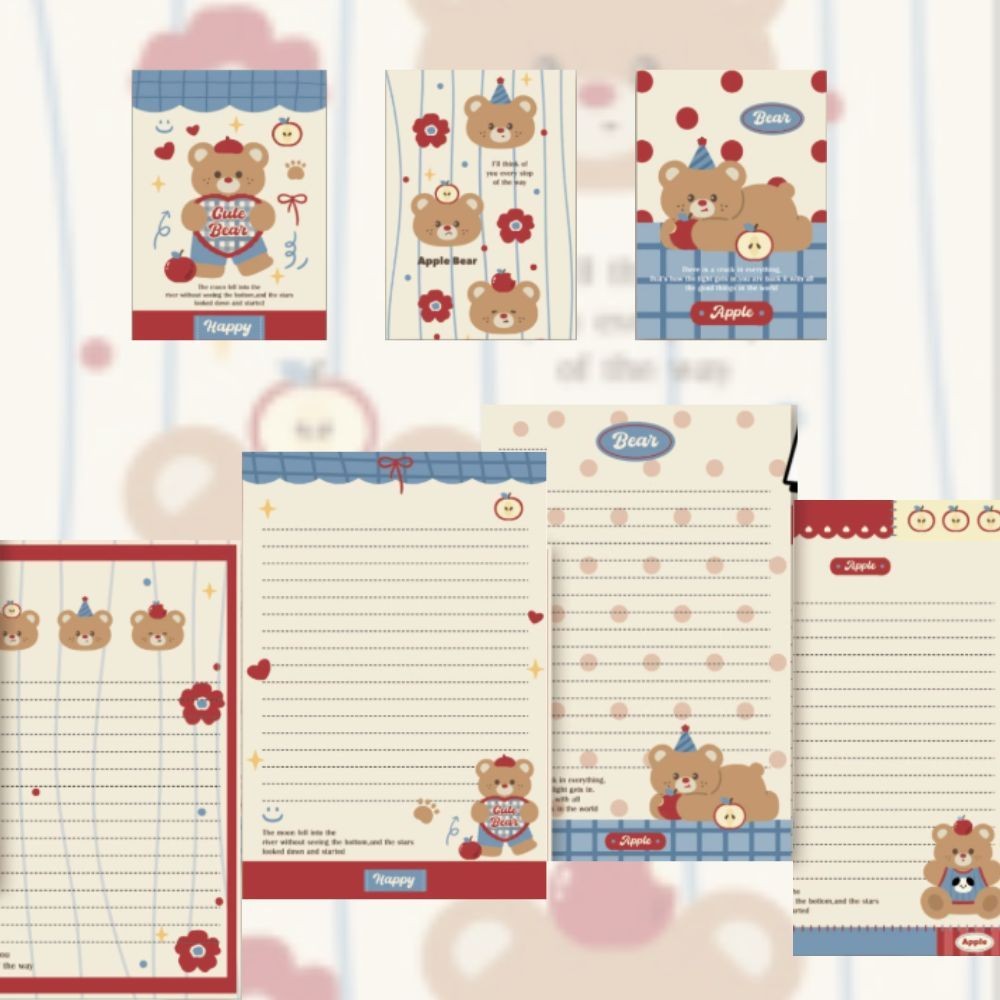 Set phong bì + giấy viết thư in hình dễ thương, cute, đáng yêu làm bưu thiếp, thiệp tặng quà