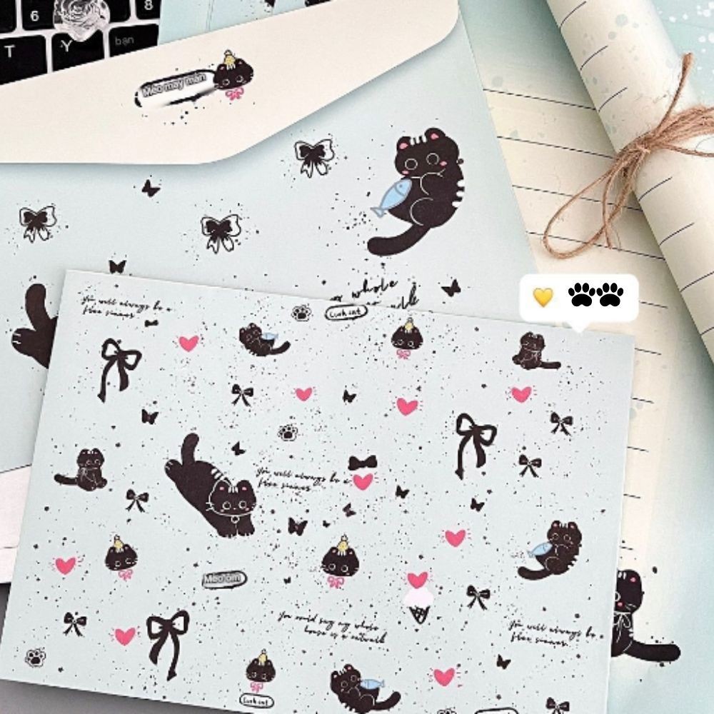 Set phong bì + giấy viết thư in hình dễ thương, cute, đáng yêu làm bưu thiếp, thiệp tặng quà