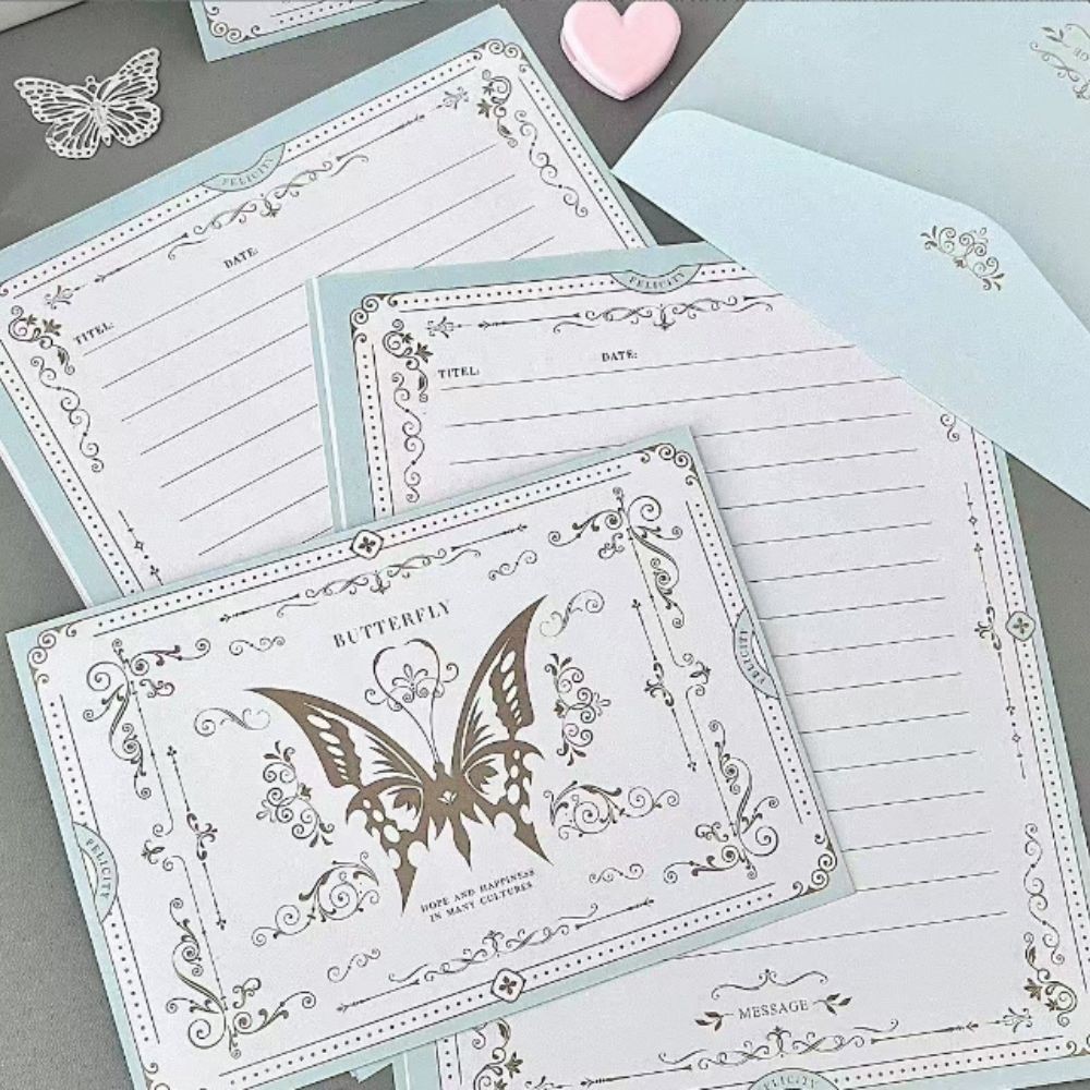 Set phong bì + giấy viết thư in hình dễ thương, cute, đáng yêu làm bưu thiếp, thiệp tặng quà