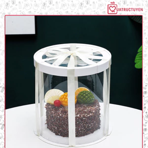 Hộp trụ tròn mica trong suốt H39 ,hộp quà nhựa đựng bánh sinh nhât, quà tặng độc đáo cao 21cm đáy 18cm
