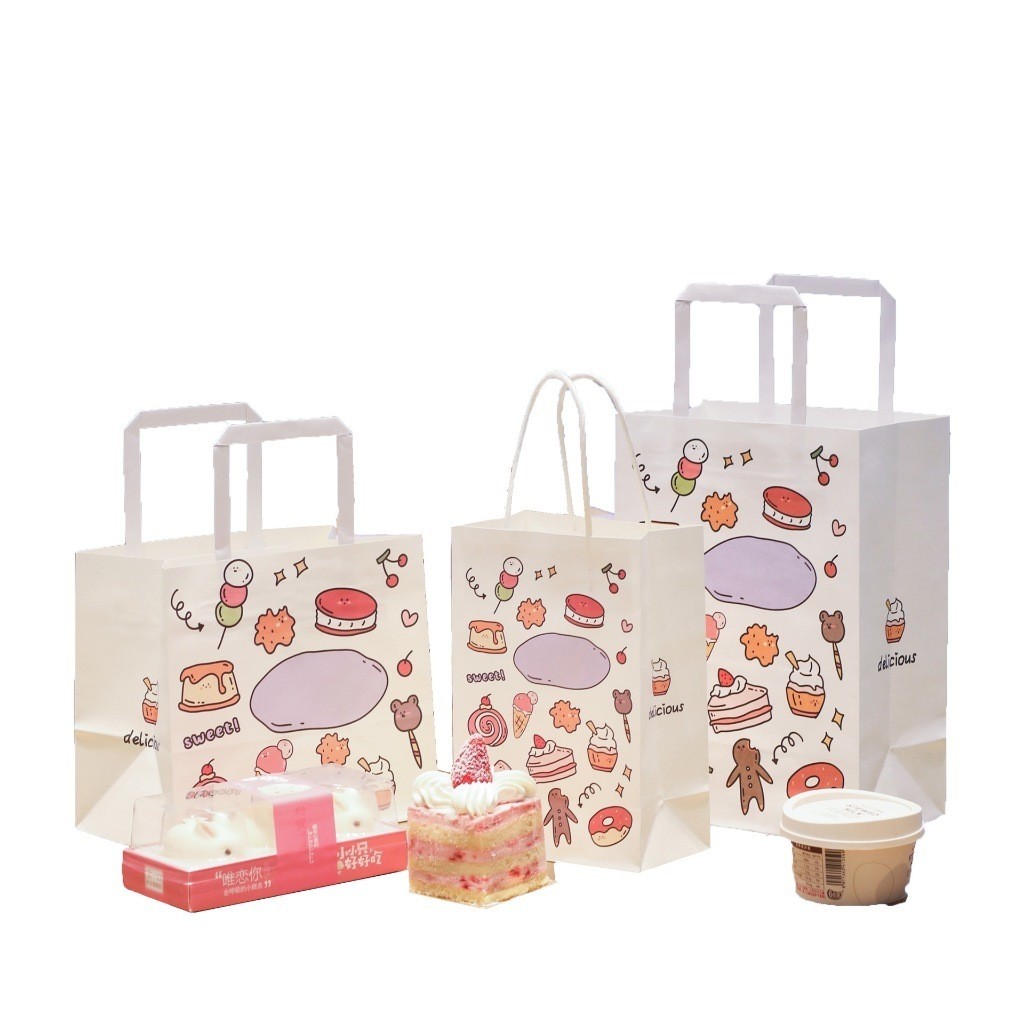 [Combo 3]Túi giấy đựng quà tặng họa tiết bánh kem TU34 in hình đựng quà tặng handmade sinh nhật dễ thương