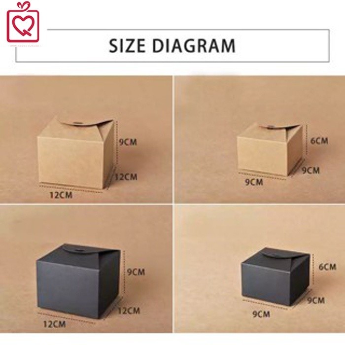 [3-10] Hộp quà sinh nhật kraft vuông nắp cài thắt nơ kèm rơm lót, hộp giấy kraft mini 2 màu H50