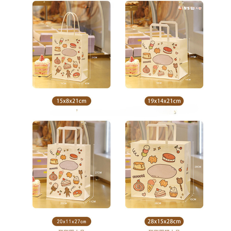 [Combo 3]Túi giấy đựng quà tặng họa tiết bánh kem TU34 in hình đựng quà tặng handmade sinh nhật dễ thương