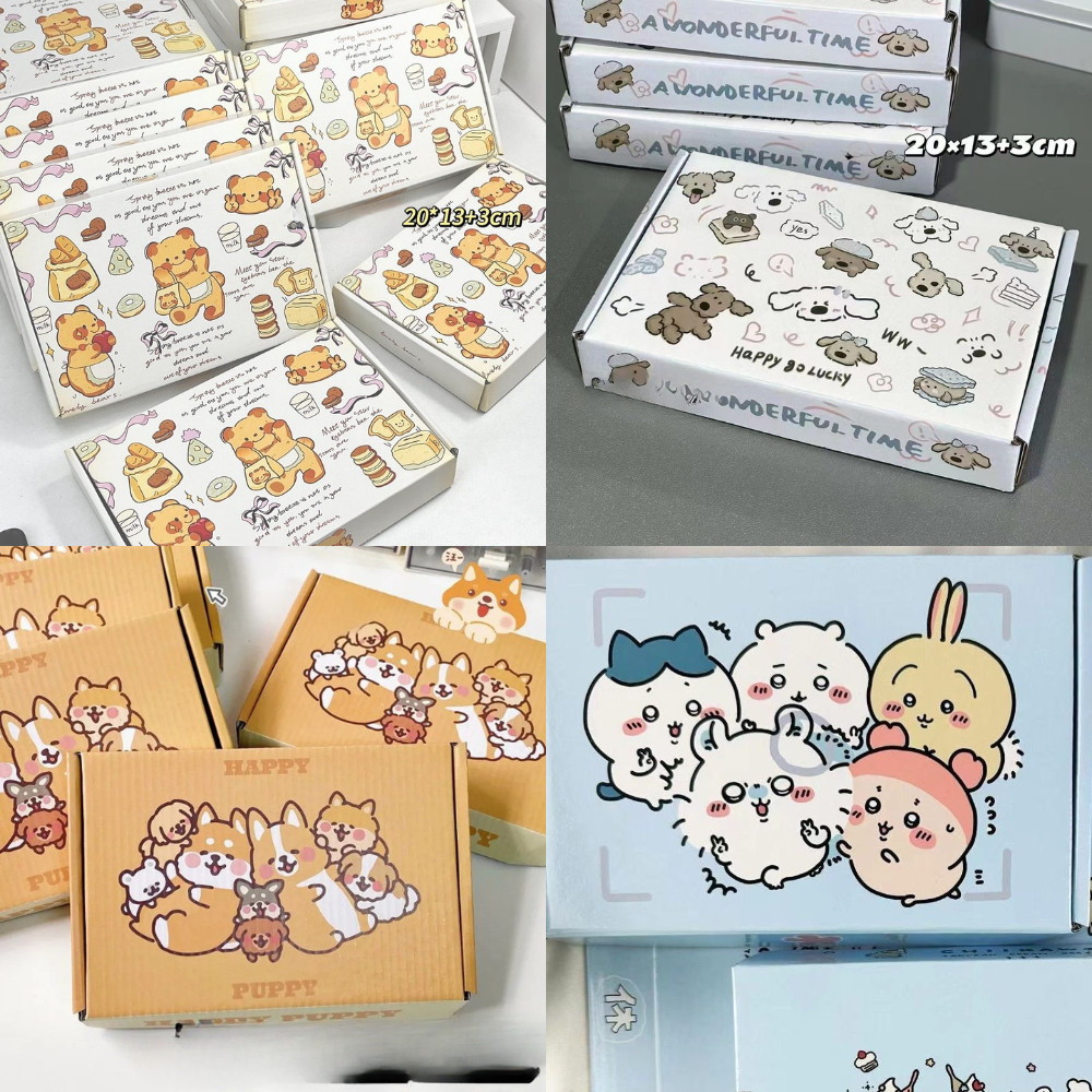 Combo 3 Hộp đựng quà nắp gấp pizza in hình họa tiết hoạt hình dễ thương 20*13*3cm H54