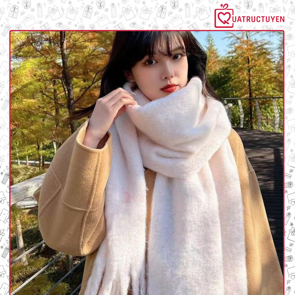 Khăn lông cừu cashmere đơn sắc sang trọng 35*230cm KH5 Quà Noel