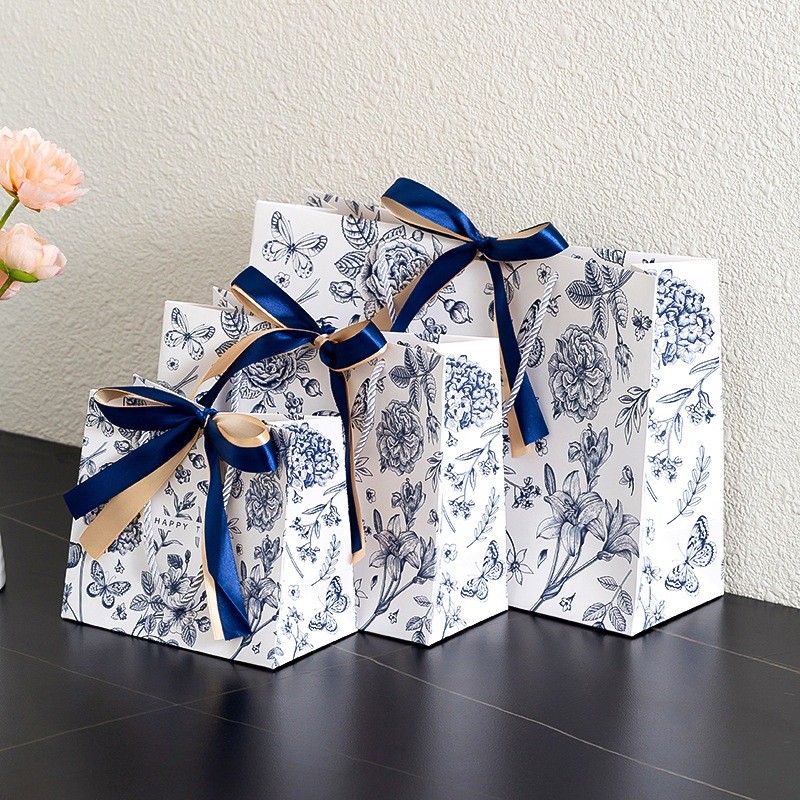 [Combo 3]Túi quà tặng cổ điển TU33 túi giấy đựng quà họa tiết trang trí sang trọng hoa văn đen trắng