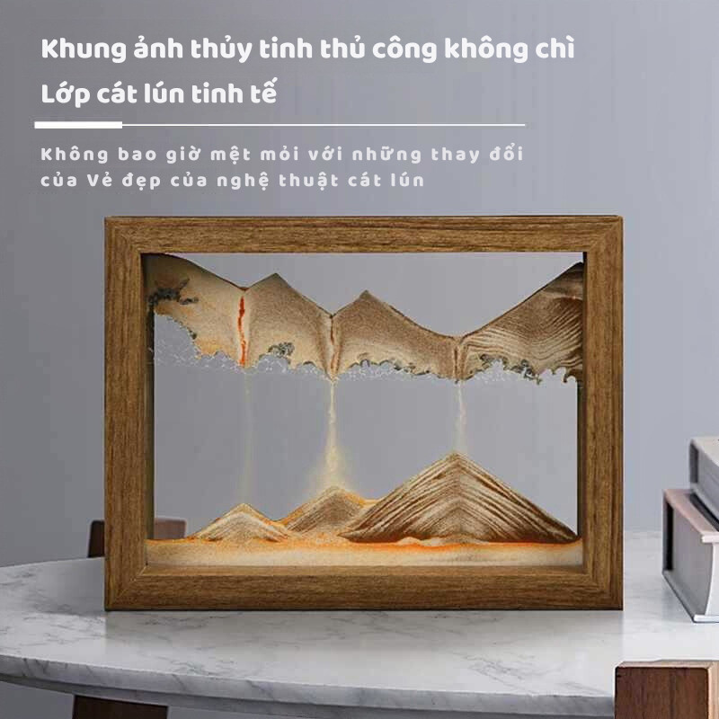 Tranh thác cát chảy nghệ thuật để bàn khung gỗ sáng tạo