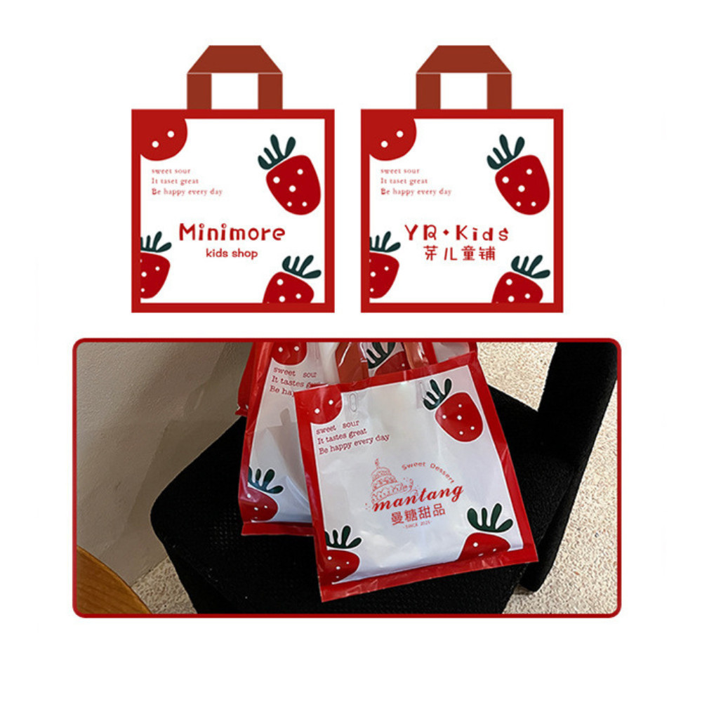 Set 5 túi nhựa, Túi bóng nilon đựng đồ dễ thương in hình dâu tây TU45