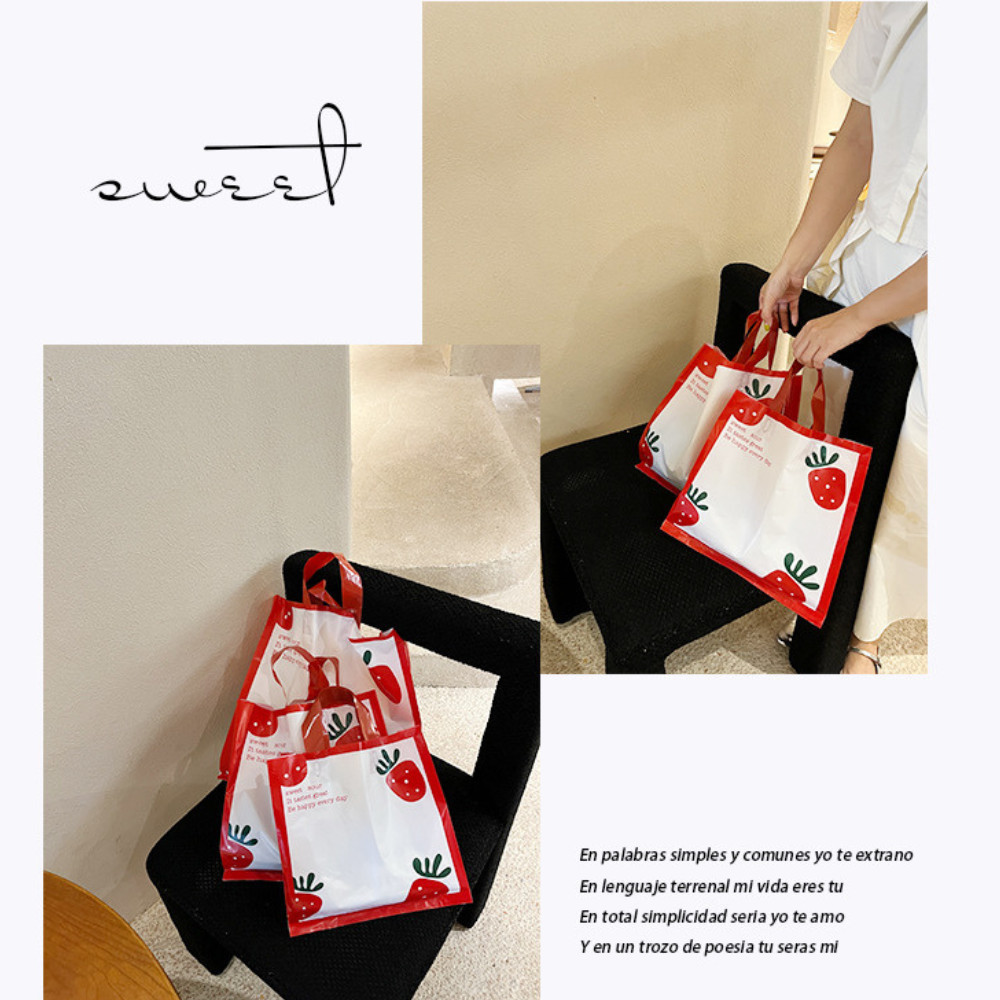 Set 5 túi nhựa, Túi bóng nilon đựng đồ dễ thương in hình dâu tây TU45