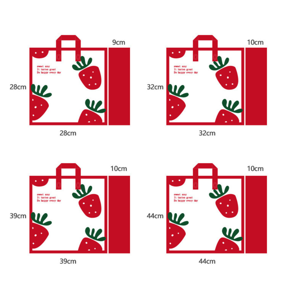 Set 5 túi nhựa, Túi bóng nilon đựng đồ dễ thương in hình dâu tây TU45