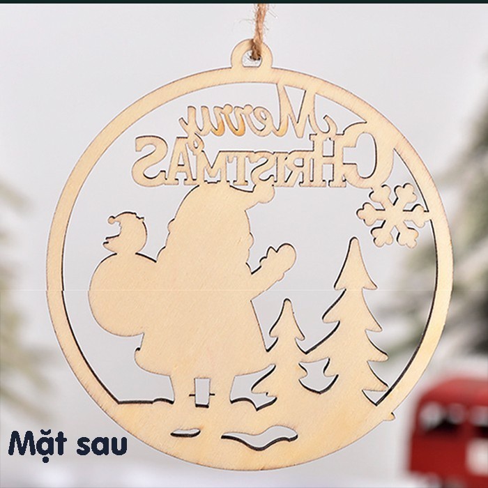 Biển treo Noel gỗ tròn 11cm GS01 biển gỗ trang trí giáng sinh treo cây thông, cửa ra vào trang trí shop cửa hàng