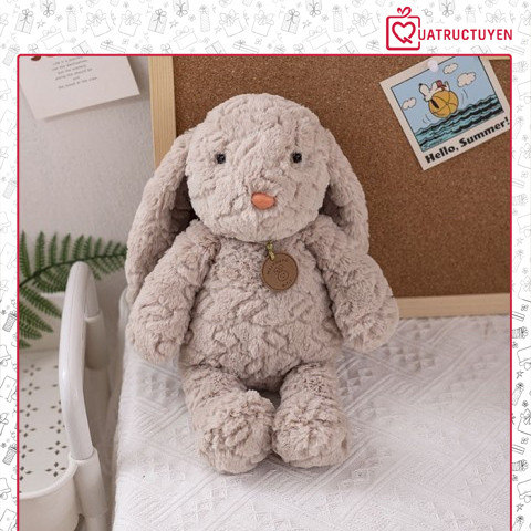 Thỏ bông cho bé lông siêu mềm Bunny màu be/ trắng dễ thương 35cm