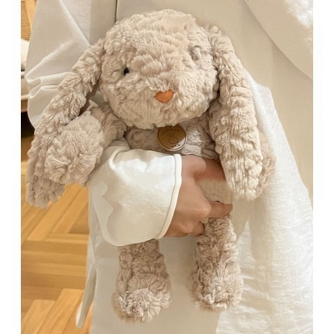 Thỏ bông cho bé lông siêu mềm Bunny màu be/ trắng dễ thương 35cm