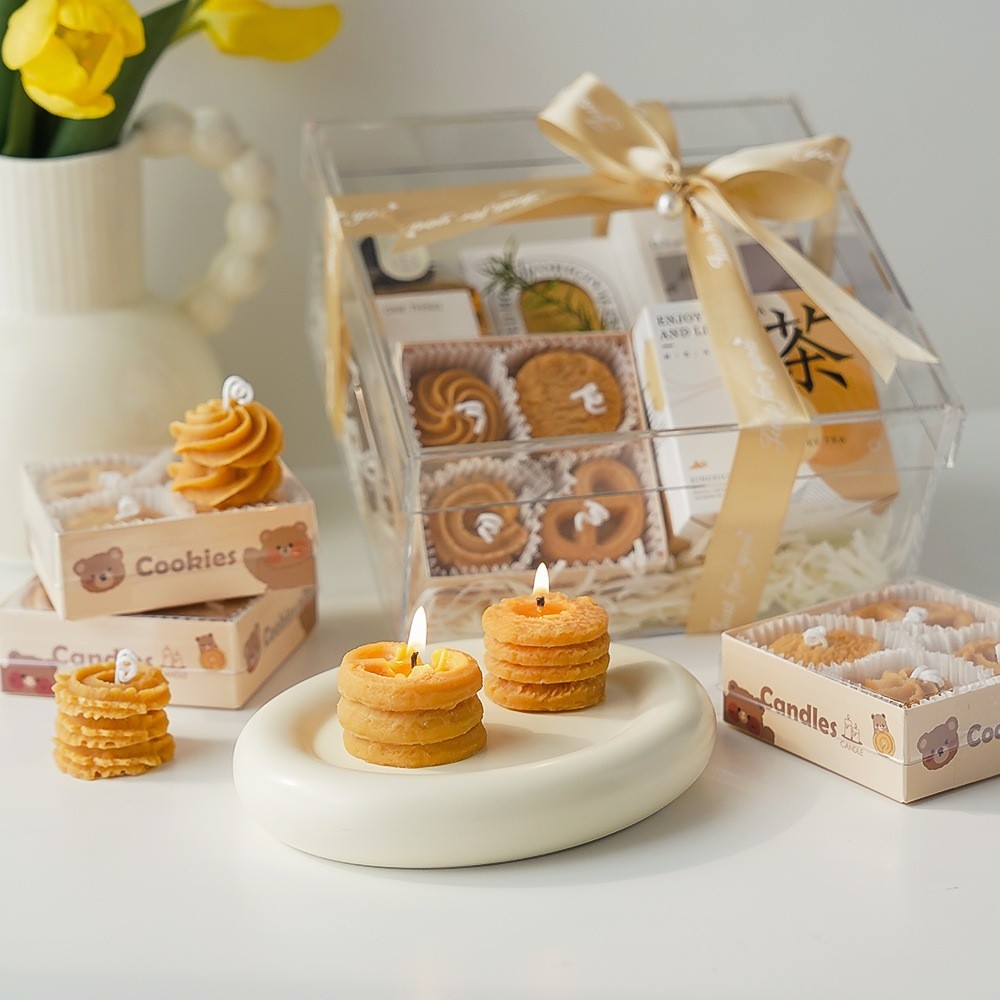Set 4 nến thơm nghệ thuật hình Bánh quy Cookie dễ thương, hộp nến thơm tạo hình cute trang trí set