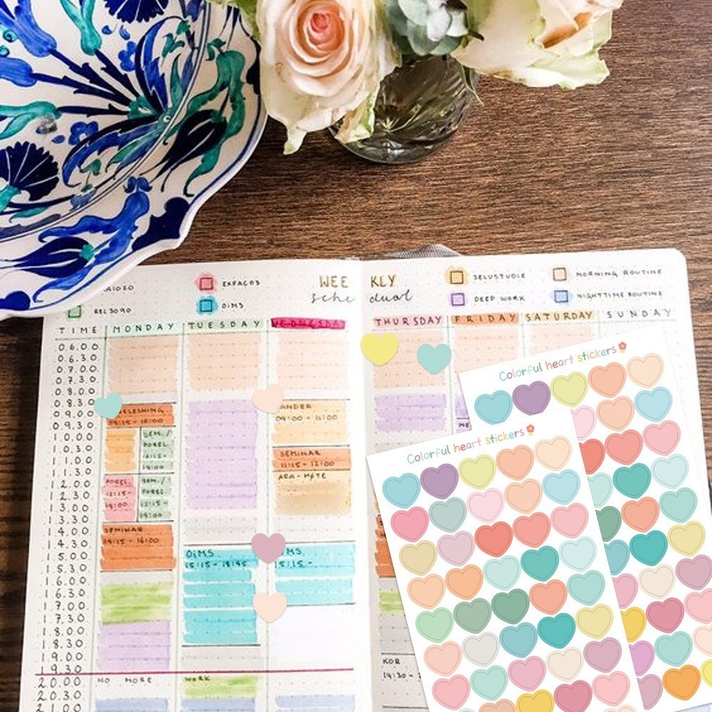[Combo 3]Set 50 miếng dán sticker trái tim màu pastel TE63 nhãn dán niêm phong, trang trí, hộp quà tặng