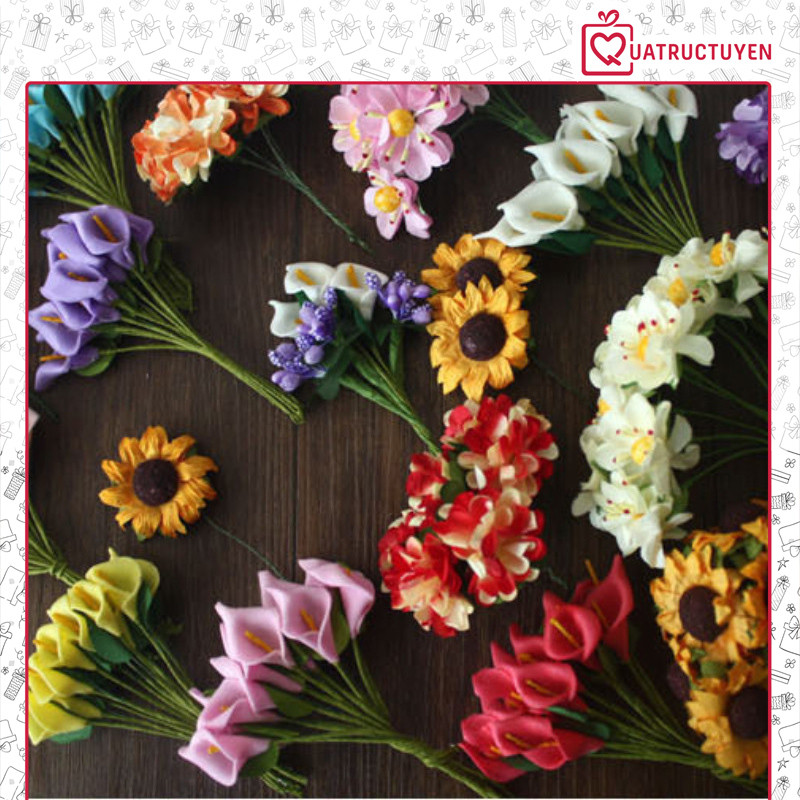 [Combo 2]Hoa giấy decor, trang trí thiệp quà tặng, Tag dán hoa handmade dán thiệp, bưu thiếp độc đáo
