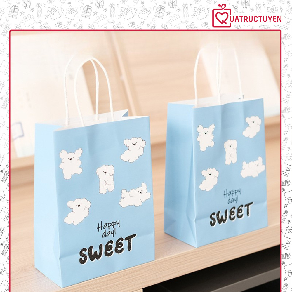 [Combo 3]Túi quà giấy hoạ tiết mây xanh TU55 Tui giấy xanh hình cloud puppy mây bồng bềnh dễ thương