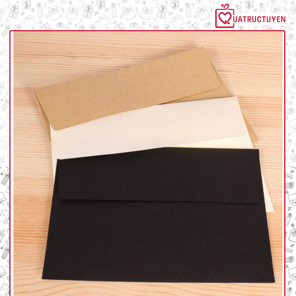 [Combo 3]Phong bì thư TH23/ TH24 Bao đựng thiệp mẫu basic 3 màu: trắng, nâu, đen