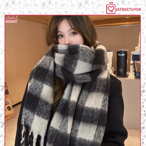 Khăn len cashmere hoạ tiết kẻ caro cho cặp đôi 40*230cm KH7 Quà Tặng Noel