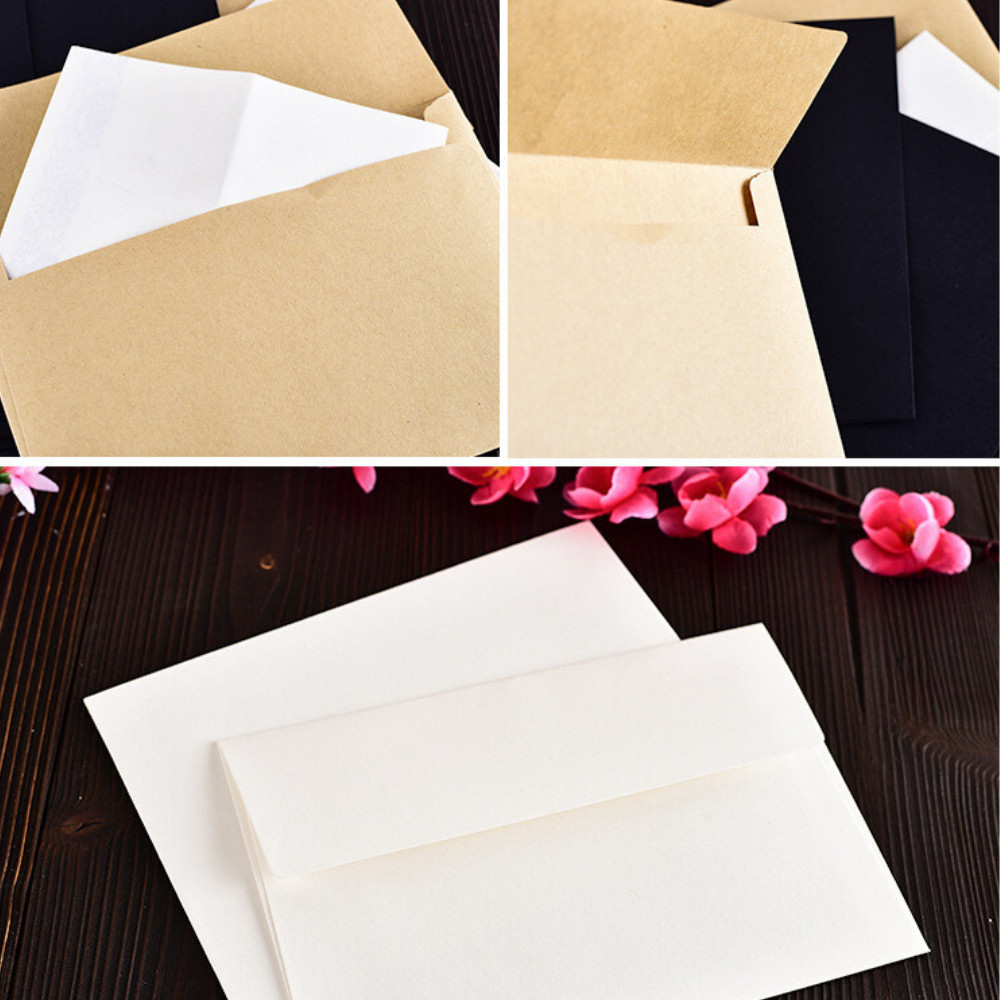 [Combo 3]Phong bì thư TH23/ TH24 Bao đựng thiệp mẫu basic 3 màu: trắng, nâu, đen