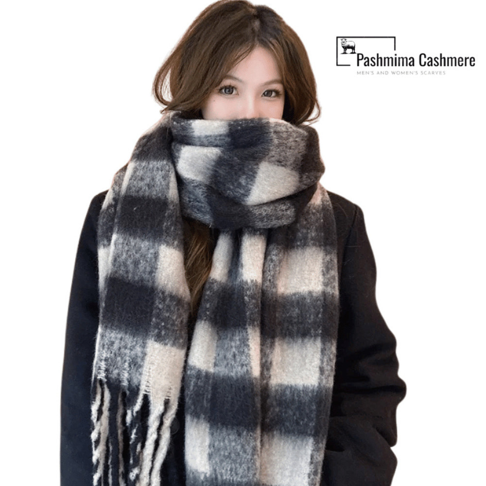 Khăn len cashmere hoạ tiết kẻ caro cho cặp đôi 40*230cm KH7 Quà Tặng Noel