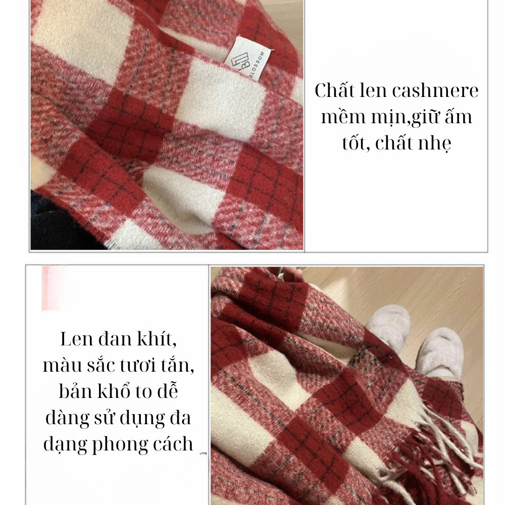 Khăn len cashmere hoạ tiết kẻ caro cho cặp đôi 40*230cm KH7 Quà Tặng Noel