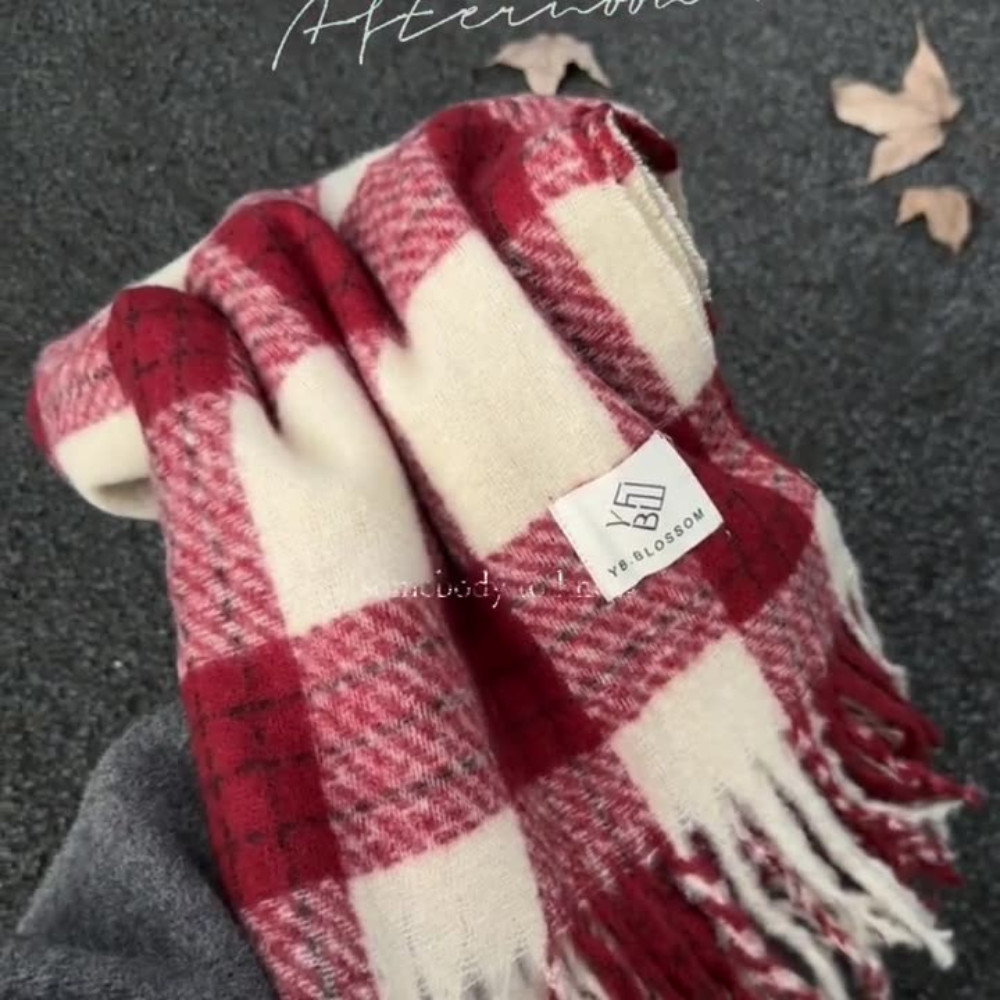 Khăn len cashmere hoạ tiết kẻ caro cho cặp đôi 40*230cm KH7 Quà Tặng Noel