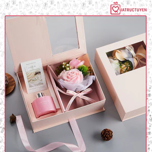 Set quà tặng Gracious Luv208 phụ nữ hoa sáp kèm tinh dầu tặng bạn gái, người yêu kèm túi quà
