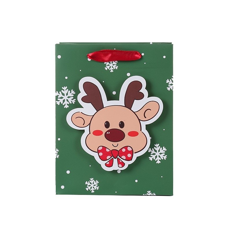 [Combo 3] Túi giấy đựng quà họa tiết Giáng sinh dán nổi TU09 hình tuần lộc ông Già noel dày dặn