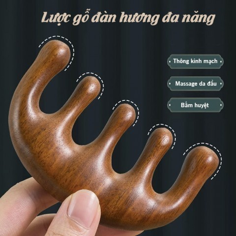 Bộ hộp quà lược gỗ đàn hương dùng làm quà tặng bố mẹ ông bà massage lưu thông