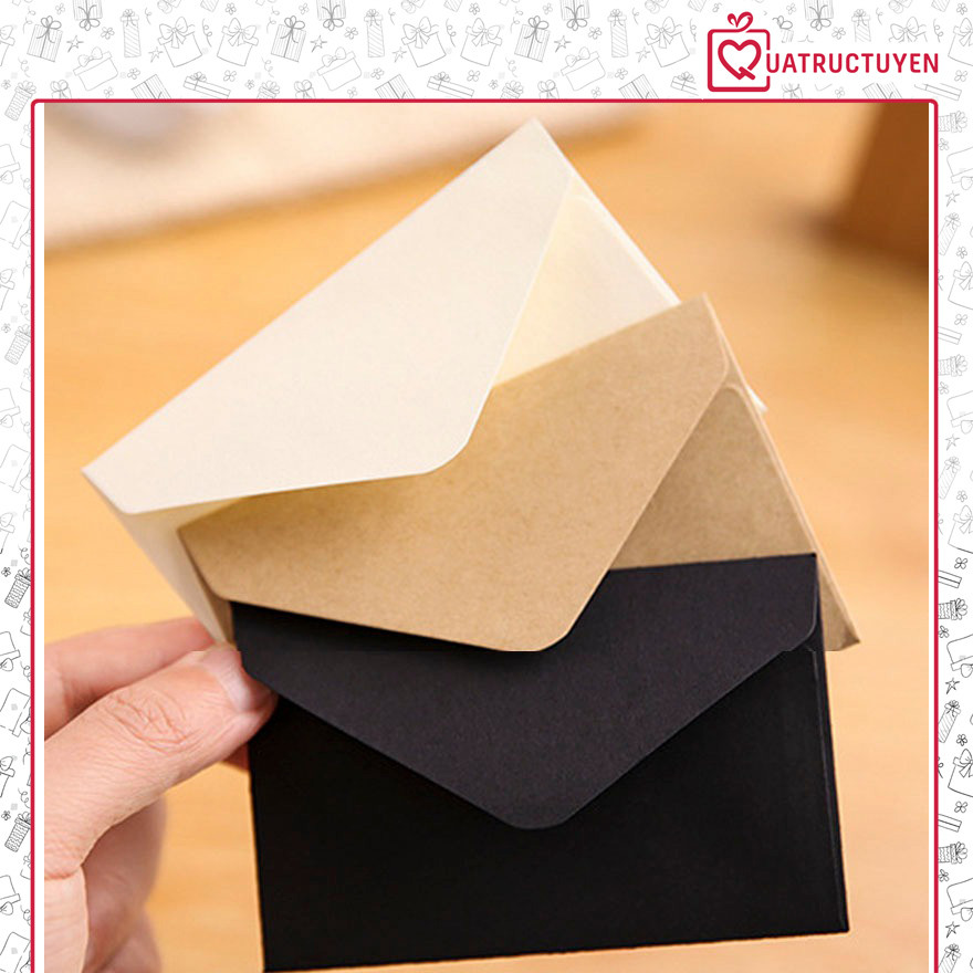 [Combo 3]Bao đựng thiệp giấy làm bưu thiếp TH15, Phong bì kraft trơn 10.5 x 7cm màu trắng/ đen/ nâu