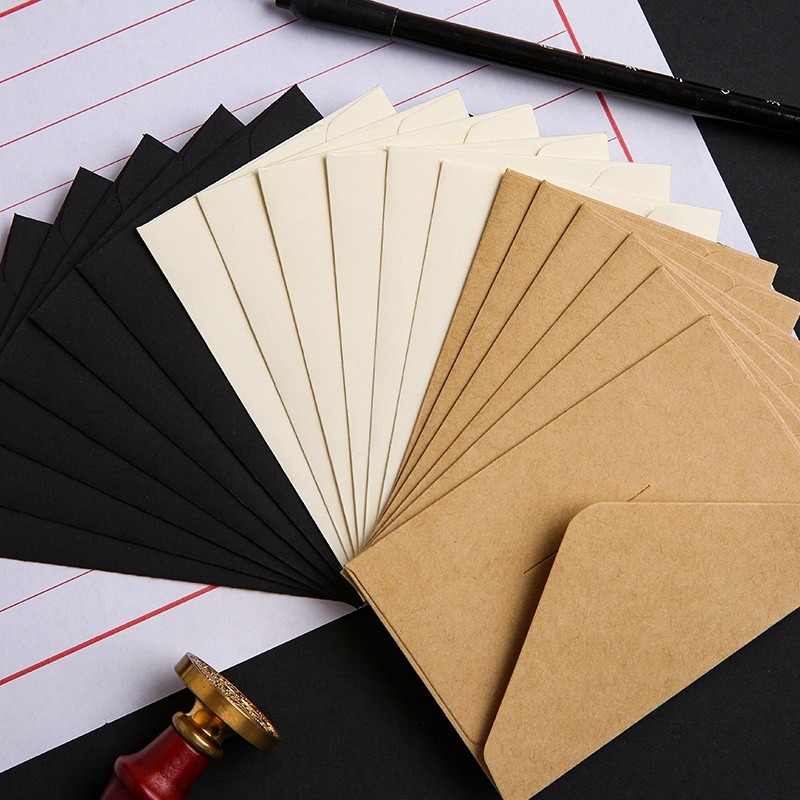 [Combo 3]Bao đựng thiệp giấy làm bưu thiếp TH15, Phong bì kraft trơn 10.5 x 7cm màu trắng/ đen/ nâu