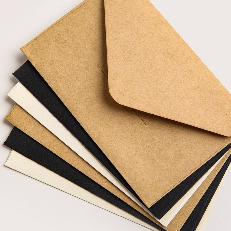 [Combo 3]Bao đựng thiệp giấy làm bưu thiếp TH15, Phong bì kraft trơn 10.5 x 7cm màu trắng/ đen/ nâu