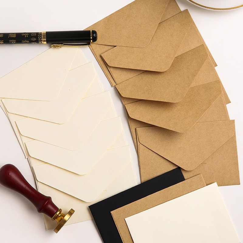 [Combo 3]Bao đựng thiệp giấy làm bưu thiếp TH15, Phong bì kraft trơn 10.5 x 7cm màu trắng/ đen/ nâu