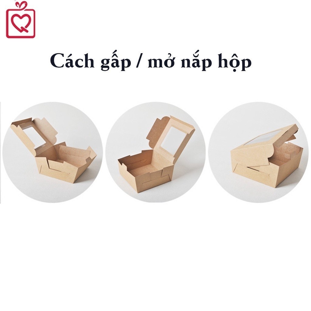 [Combo 2]Hộp kraft mặt cửa sổ mặt mica H07 hộp quà tặng kèm nơ gai Vintage kèm khay đựng bánh
