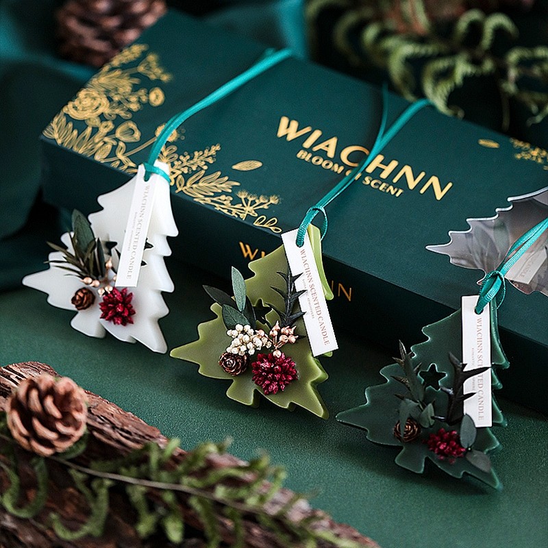 Quà Giáng sinh Sáp thơm hình cây thông Noel nghệ thuật trang trí làm thơm phòng, xe ô tô