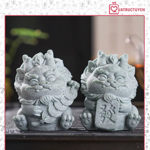 Bộ 4 tượng rồng Lai Tài 6cm màu đá, set tượng rồng mini để bàn, trang trí, cầu tài lộc, may mắn