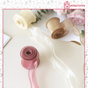 Cuộn nơ voan cuộn 10m rộng 4cm - ruy băng vải đuôi cá uốn sóng RB13 bó hoa, trang trí bánh, quà tặng