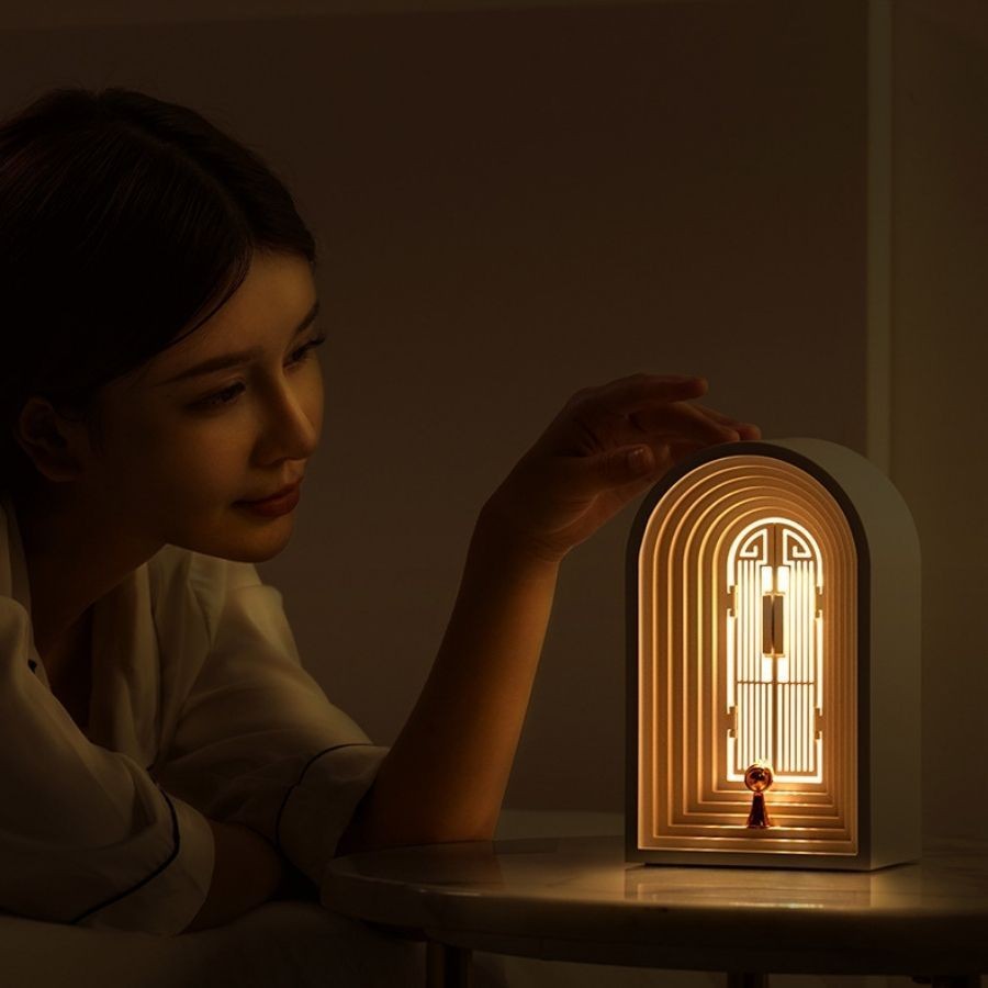 Loa bluetooth kiêm đèn ngủ led hình cánh cửa cổ điển, kết nối âm thanh kèm đèn vàng ánh sáng ấm áp