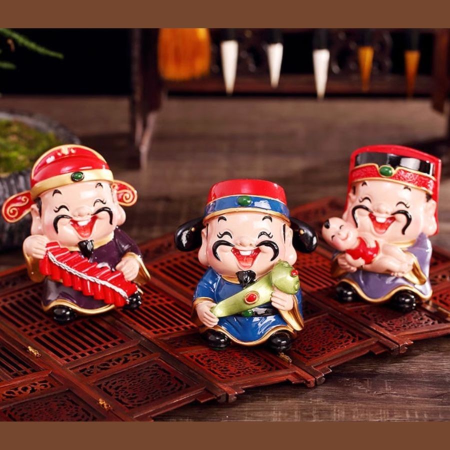 Bộ tượng 5 vị Thần Tài Phúc Lộc Thọ, tượng để bàn đón lộc, may mắn, trang trí nhà cửa