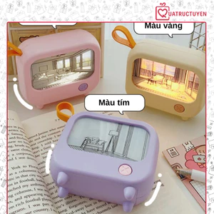 Mô hình tivi tranh phát sáng phong cách anime, đèn hoạ tiết tivi độc đáo, bức tranh yên bình