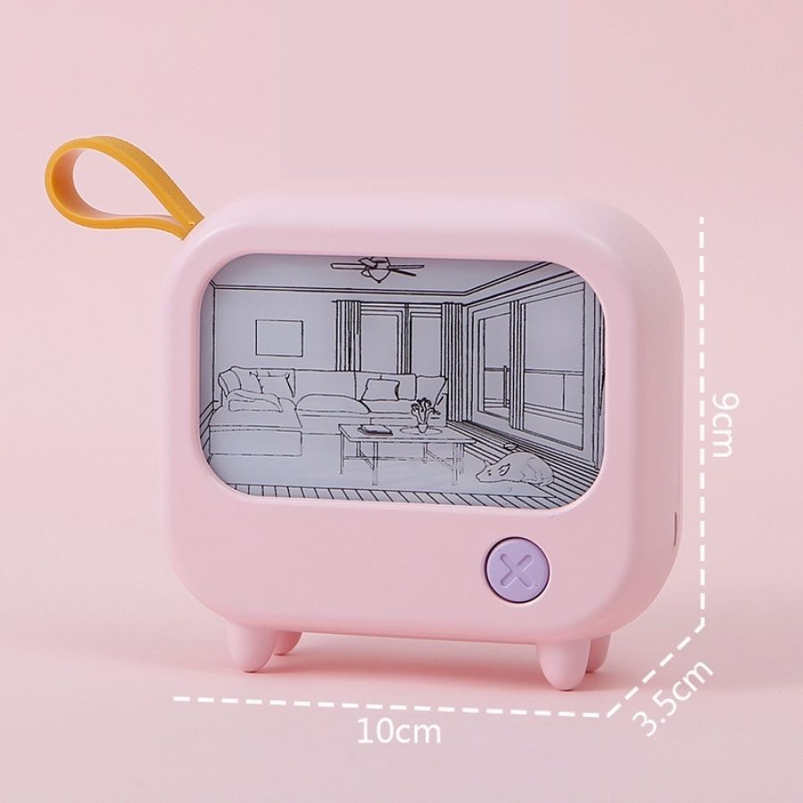 Mô hình tivi tranh phát sáng phong cách anime, đèn hoạ tiết tivi độc đáo, bức tranh yên bình