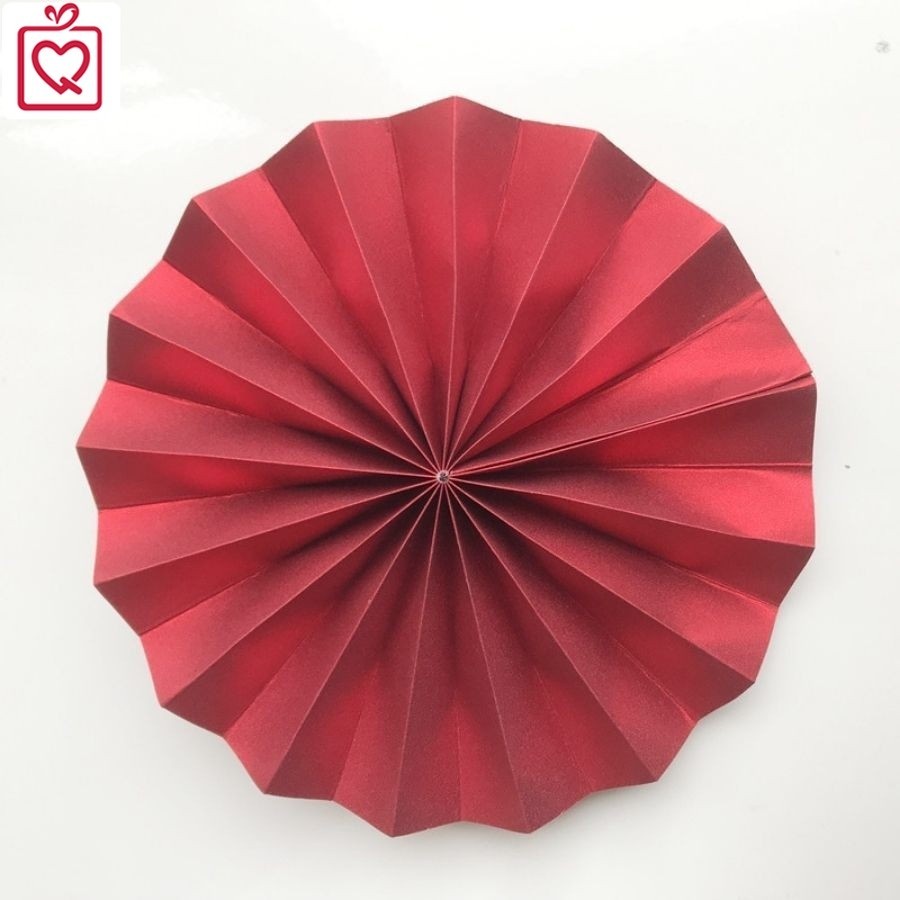 [Combo 3]Quạt giấy đỏ đường kính 10-40cm, rẻ quạt giấy gắn ngọc trang trí tết, set quà tặng