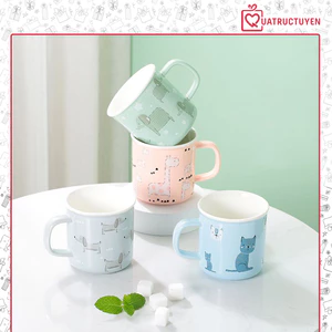 Cốc sứ thú cưng ngộ nghĩnh, cốc ly uống nước 300ml hoạt hình cute
