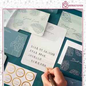 Thiệp giấy in hình hoa lá TH14, kèm bao phong bì 11x8.5 sticker niêm phong thiếp chúc mừng