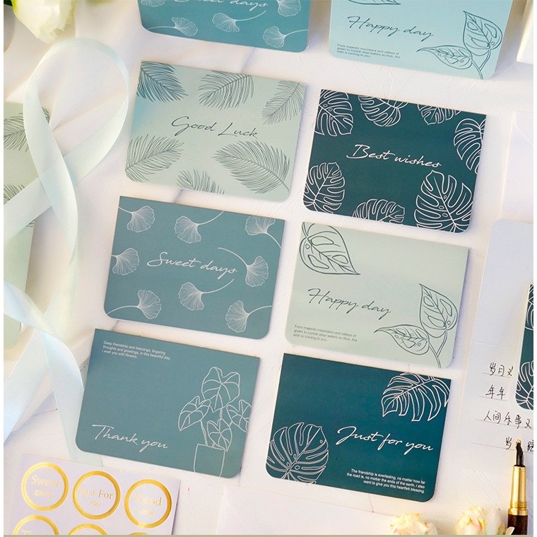 [Combo 3]Thiệp giấy in hình hoa lá TH14, kèm bao phong bì 11x8.5  sticker niêm phong thiếp chúc mừng