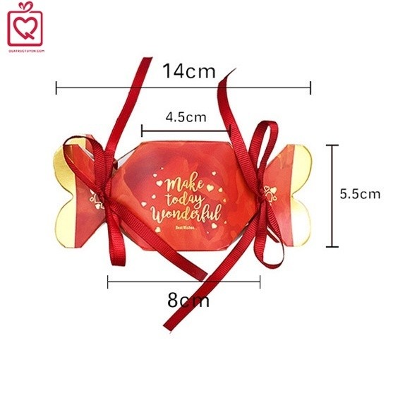 [Combo 3]Hộp hình kẹo làm giỏ quà Tết, hộp vỏ kẹo thắt nơ đựng socola bánh kẹo