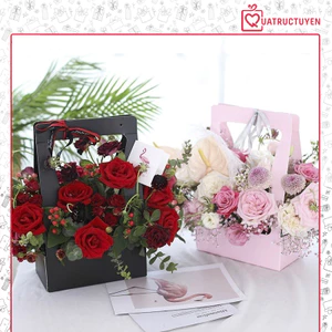 Túi đựng hoa ô cửa sổ 4 mặt H23 Túi cắm hoa chống thấm nước có quai xách làm giỏ hoa quả