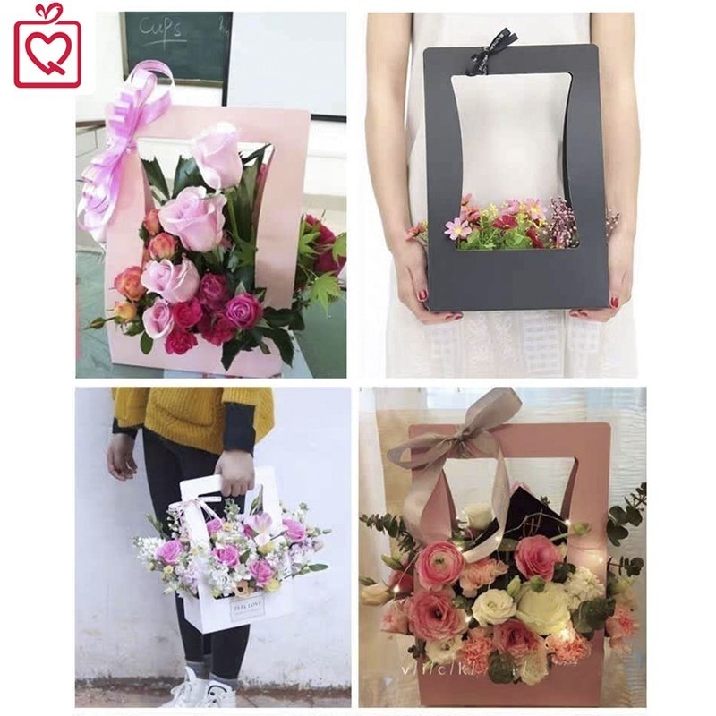 [Combo 3] Túi đựng hoa ô cửa sổ 4 mặt H23 Túi cắm hoa chống thấm nước có quai xách làm giỏ hoa quả