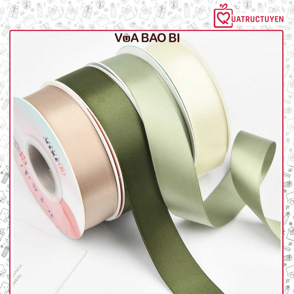 Ruy băng lụa màu pastel cao cấp, cuộn nơ màu trơn bản 2.5cm dài 18m RB06 trang tri hộp quà tặng